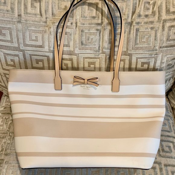 Kate Spade Cream & Tan Striped Tote Bag - Picture 2 of 9